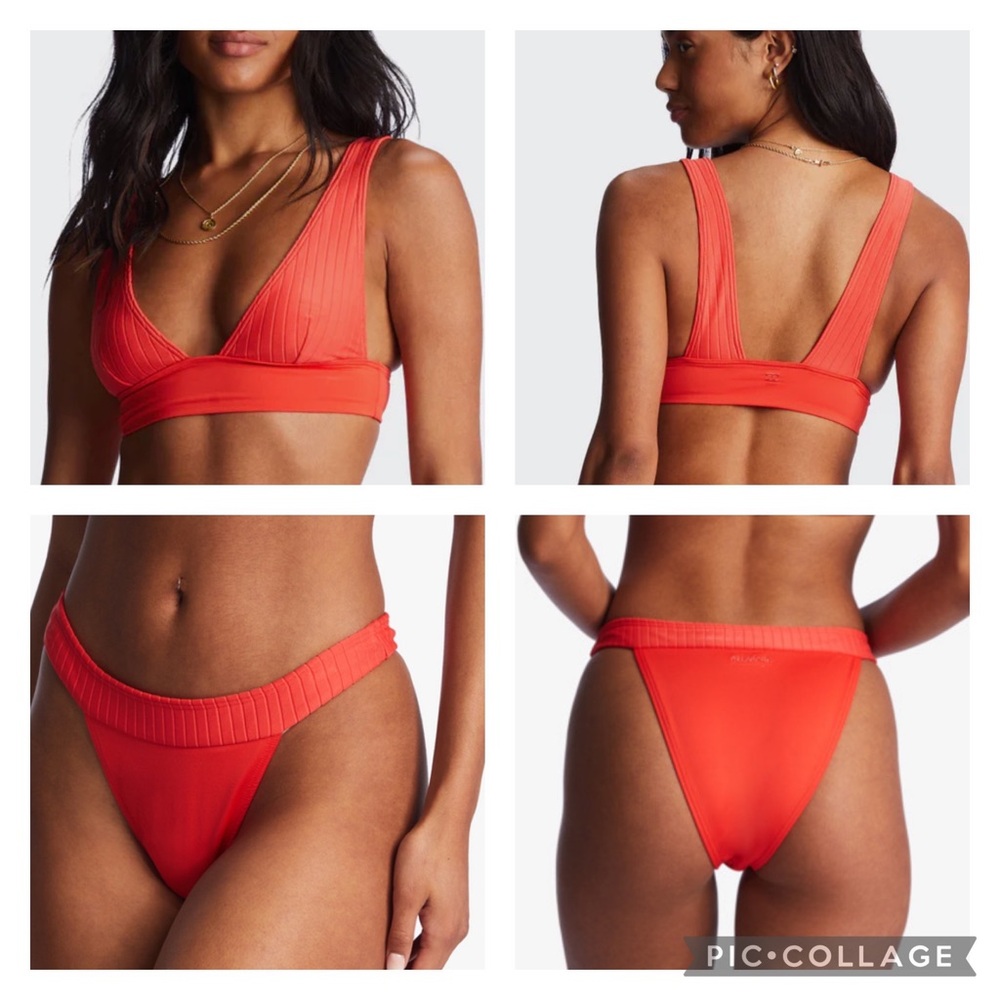 BILLABONG Lined Up Remi Plunge Triangle Bikini Top & Bottom,M